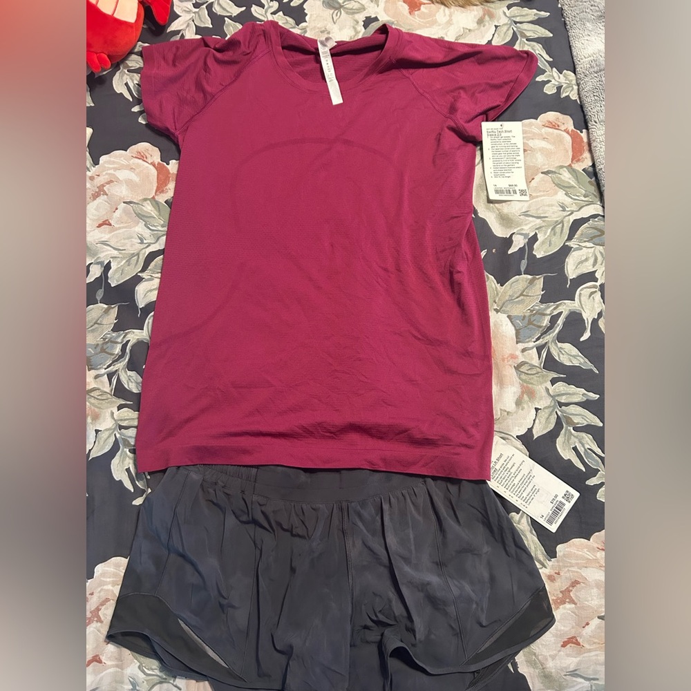 lululemon athletica Burgundy Top and shorts set